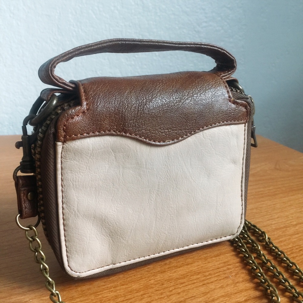 Urban Outfitters Brown Taupe Double Zip Crossbody